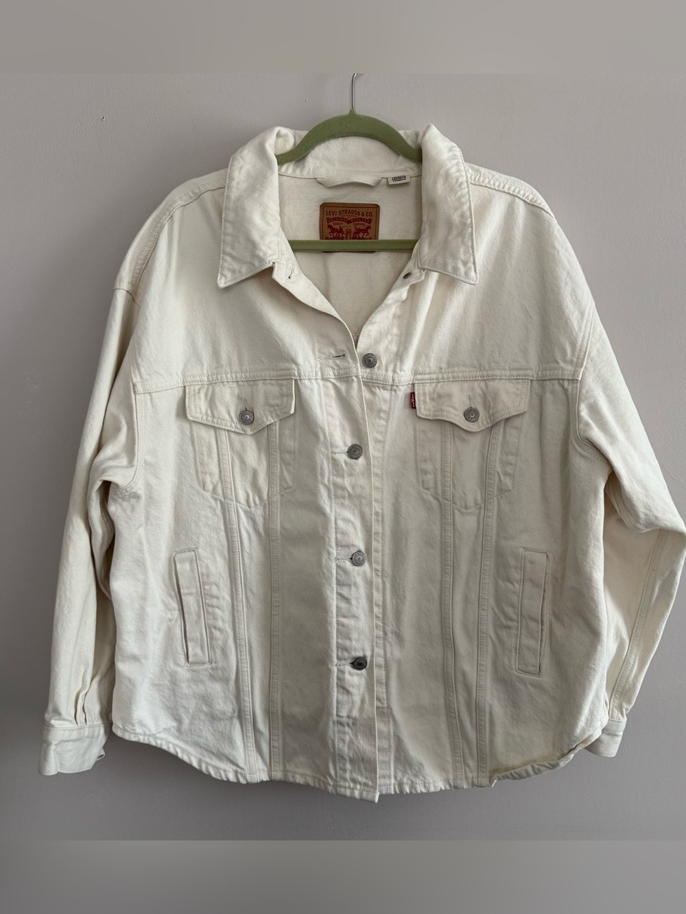 Levi’s Oversized White Denim Jacket Shacket Size XL